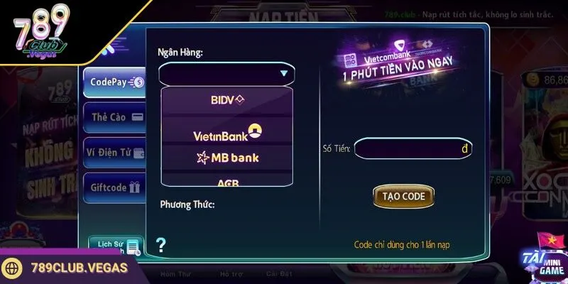 Nạp tiền 789Club nhận bạt ngày ưu đãi hoàn trả hấp dẫn 2 789club Muốn chuyển khoản ngân hàng cần tạo code pay riêng